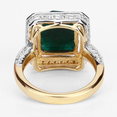 5.18 Carat Dyed Emerald and White Topaz .925 Sterling Silver Ring Bids.com