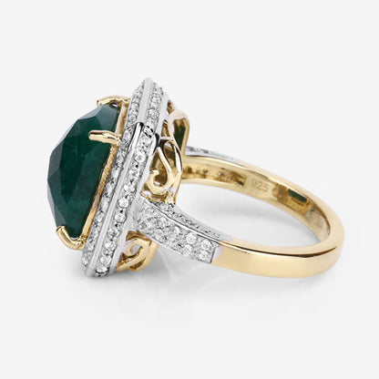 5.18 Carat Dyed Emerald and White Topaz .925 Sterling Silver Ring Bids.com