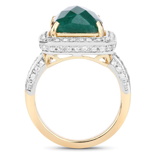 5.18 Carat Dyed Emerald and White Topaz .925 Sterling Silver Ring Bids.com