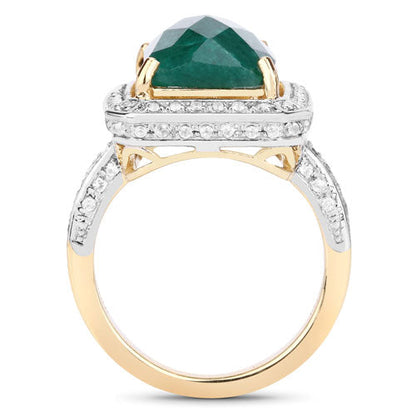 5.18 Carat Dyed Emerald and White Topaz .925 Sterling Silver Ring Bids.com