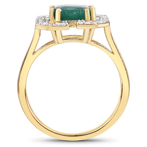 2.55 Carat Dyed Emerald and White Topaz .925 Sterling Silver Ring Bids.com