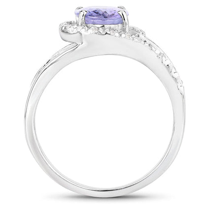 1.82 Carat Genuine Tanzanite and White Zircon .925 Sterling Silver Ring Bids.com