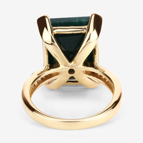 7.64 Carat Dyed Emerald and White Diamond .925 Sterling Silver Ring Bids.com