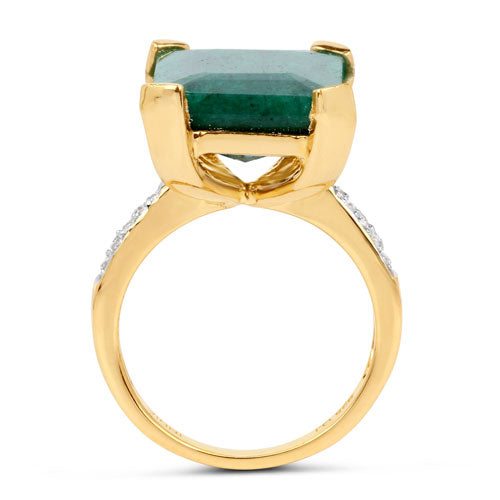 7.64 Carat Dyed Emerald and White Diamond .925 Sterling Silver Ring Bids.com