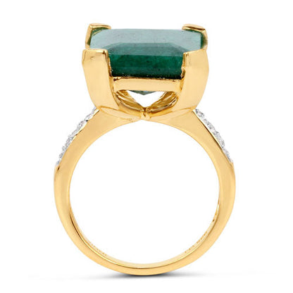 7.64 Carat Dyed Emerald and White Diamond .925 Sterling Silver Ring Bids.com