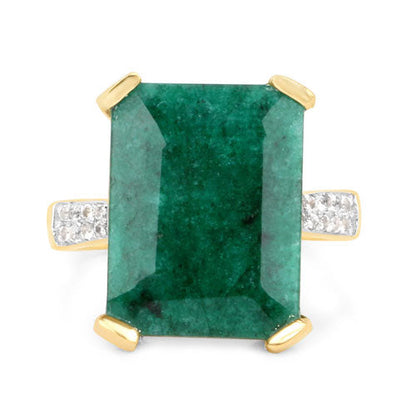 7.64 Carat Dyed Emerald and White Diamond .925 Sterling Silver Ring Bids.com