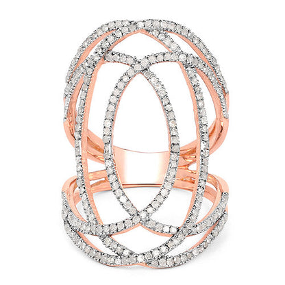 14K Rose Gold Plated 0.73 Carat Genuine White Diamond .925 Sterling Silver Ring Bids.com