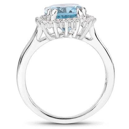 4.32 Carat Genuine Blue Topaz and White Zircon .925 Sterling Silver Ring Bids.com