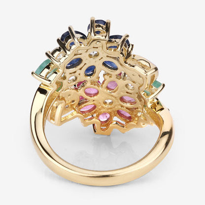 3.65 Carat Genuine Multi Stones .925 Sterling Silver Ring Bids.com