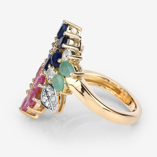3.65 Carat Genuine Multi Stones .925 Sterling Silver Ring Bids.com