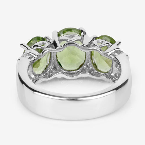 4.14 Carat Genuine Peridot and White Topaz .925 Sterling Silver Ring Bids.com