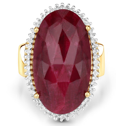19.11 Carat Dyed Ruby and White Topaz .925 Sterling Silver Ring Bids.com