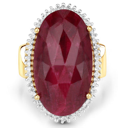 19.11 Carat Dyed Ruby and White Topaz .925 Sterling Silver Ring Bids.com