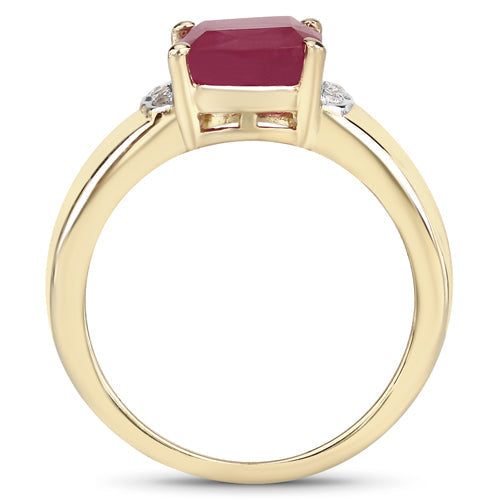 3.44 Carat Glass Filled Ruby and White Topaz .925 Sterling Silver Ring Bids.com