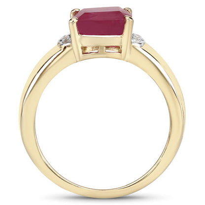 3.44 Carat Glass Filled Ruby and White Topaz .925 Sterling Silver Ring Bids.com