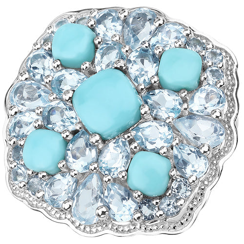 6.18 Carat Genuine Turquoise and Blue Topaz .925 Sterling Silver Ring Bids.com