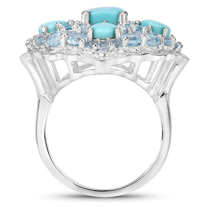 6.18 Carat Genuine Turquoise and Blue Topaz .925 Sterling Silver Ring Bids.com