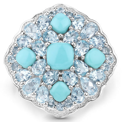 6.18 Carat Genuine Turquoise and Blue Topaz .925 Sterling Silver Ring Bids.com