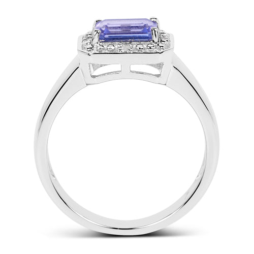 1.12 Carat Genuine Tanzanite and White Topaz .925 Sterling Silver Ring Bids.com