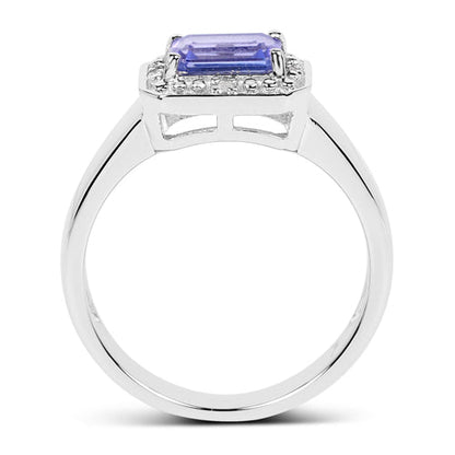 1.12 Carat Genuine Tanzanite and White Topaz .925 Sterling Silver Ring Bids.com
