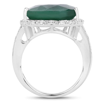 13.05 Carat Dyed Emerald and White Topaz .925 Sterling Silver Ring Bids.com