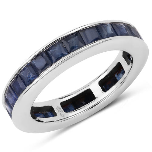 3.12 Carat Genuine Blue Sapphire .925 Sterling Silver Ring Bids.com