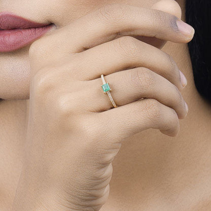 0.59 Carat Genuine Zambian Emerald and White Diamond 14K Yellow Gold Ring Bids.com