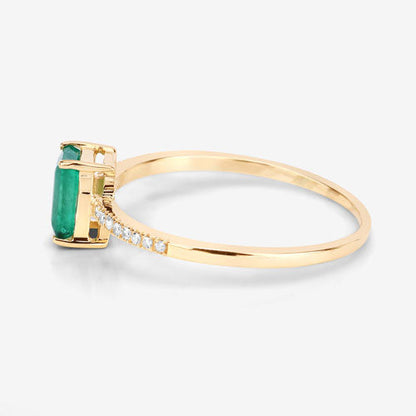 0.59 Carat Genuine Zambian Emerald and White Diamond 14K Yellow Gold Ring Bids.com