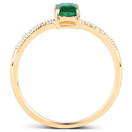 0.59 Carat Genuine Zambian Emerald and White Diamond 14K Yellow Gold Ring Bids.com