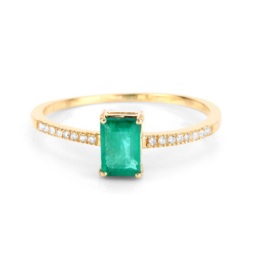 0.59 Carat Genuine Zambian Emerald and White Diamond 14K Yellow Gold Ring Bids.com