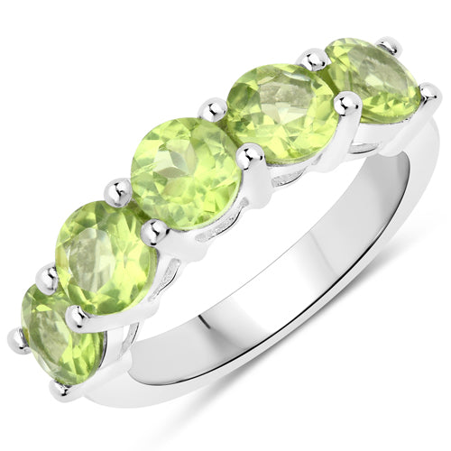 3.25 Carat Genuine Peridot .925 Sterling Silver Ring Bids.com