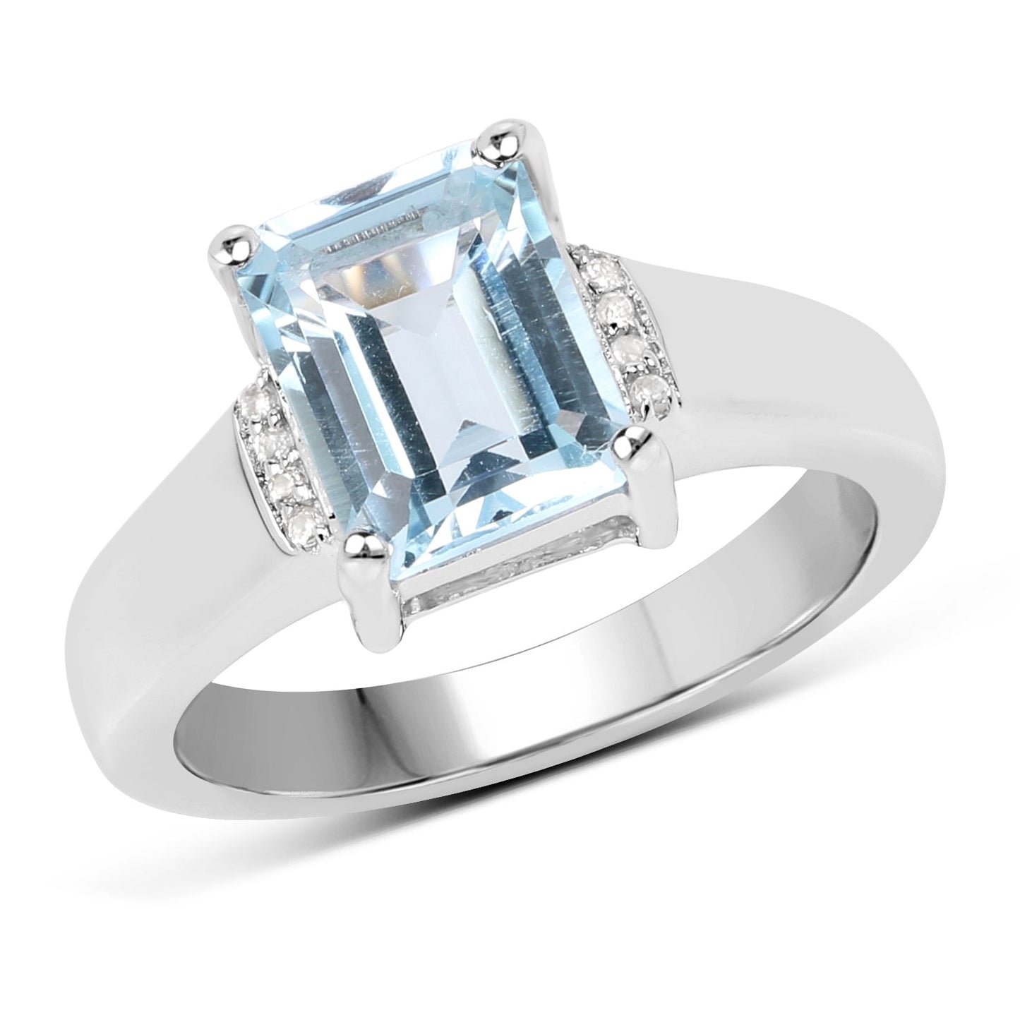 2.64 Carat Genuine Blue Topaz and White Topaz .925 Sterling Silver Ring Bids.com