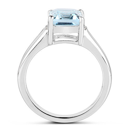 2.64 Carat Genuine Blue Topaz and White Topaz .925 Sterling Silver Ring Bids.com