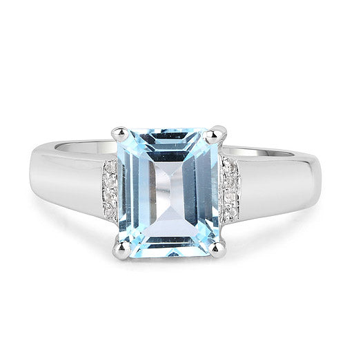 2.64 Carat Genuine Blue Topaz and White Topaz .925 Sterling Silver Ring Bids.com
