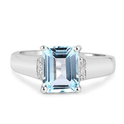 2.64 Carat Genuine Blue Topaz and White Topaz .925 Sterling Silver Ring Bids.com