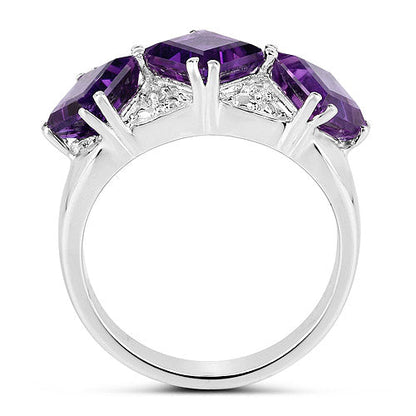 3.09 Carat Genuine Amethyst and White Topaz .925 Sterling Silver Ring Bids.com