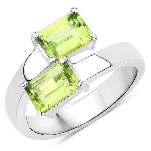 2.00 Carat Genuine Peridot .925 Sterling Silver Ring Bids.com