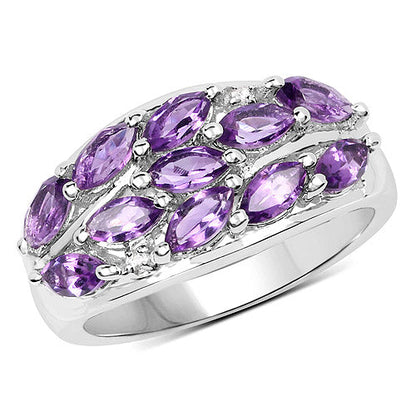 1.67 Carat Genuine  Amethyst and White Topaz .925 Sterling Silver Ring Bids.com