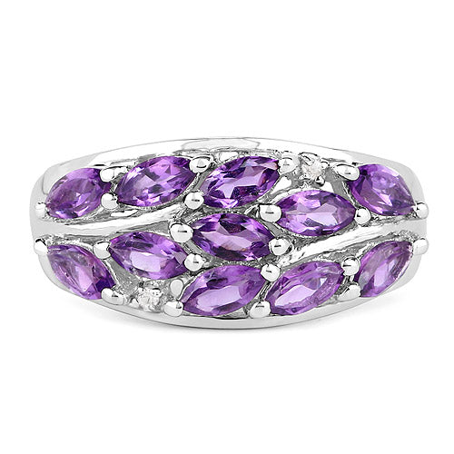 1.67 Carat Genuine  Amethyst and White Topaz .925 Sterling Silver Ring Bids.com