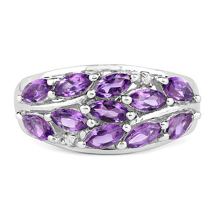 1.67 Carat Genuine  Amethyst and White Topaz .925 Sterling Silver Ring Bids.com
