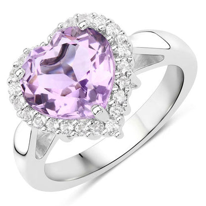 4.03 Carat Genuine Pink Amethyst and White Topaz .925 Sterling Silver Ring Bids.com