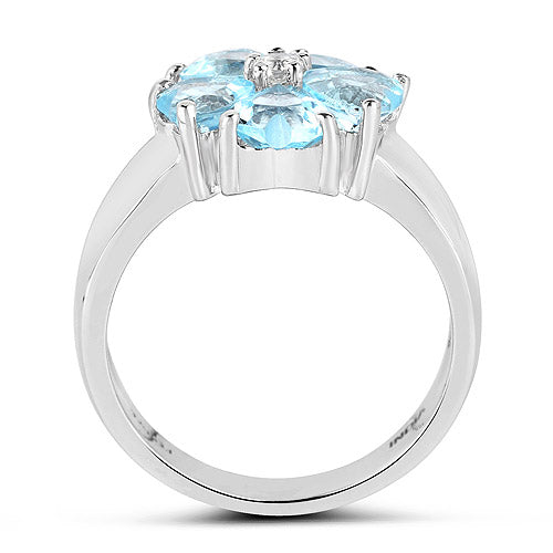 2.58 Carat Genuine Blue Topaz and White Topaz .925 Sterling Silver Ring Bids.com