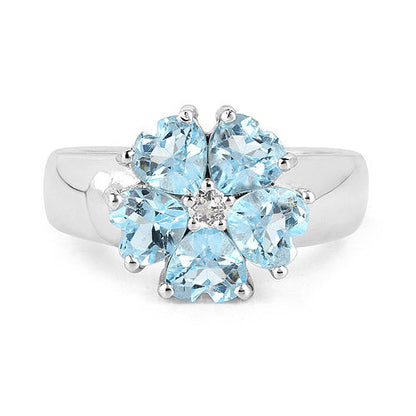2.58 Carat Genuine Blue Topaz and White Topaz .925 Sterling Silver Ring Bids.com