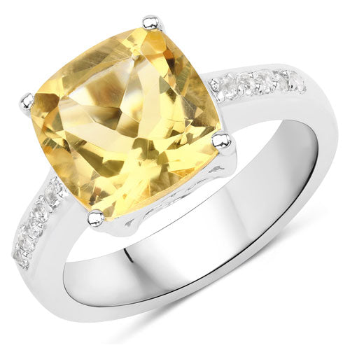 4.12 Carat Genuine Citrine and White Topaz .925 Sterling Silver Ring Bids.com
