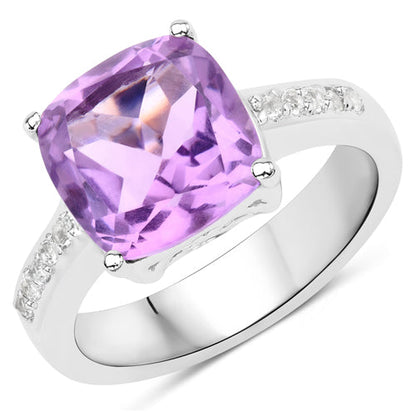 3.97 Carat Genuine Pink Amethyst and White Topaz .925 Sterling Silver Ring Bids.com