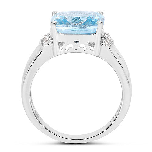4.58 Carat Genuine Blue Topaz and White Topaz .925 Sterling Silver Ring Bids.com