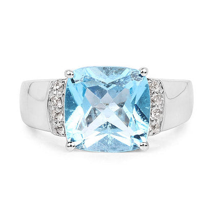 4.58 Carat Genuine Blue Topaz and White Topaz .925 Sterling Silver Ring Bids.com