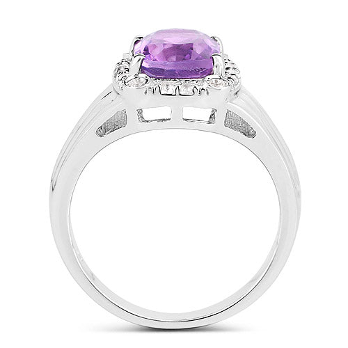 2.13 Carat Genuine  Amethyst and White Topaz .925 Sterling Silver Ring Bids.com