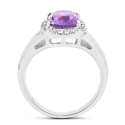 2.13 Carat Genuine  Amethyst and White Topaz .925 Sterling Silver Ring Bids.com