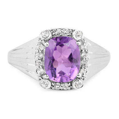 2.13 Carat Genuine  Amethyst and White Topaz .925 Sterling Silver Ring Bids.com